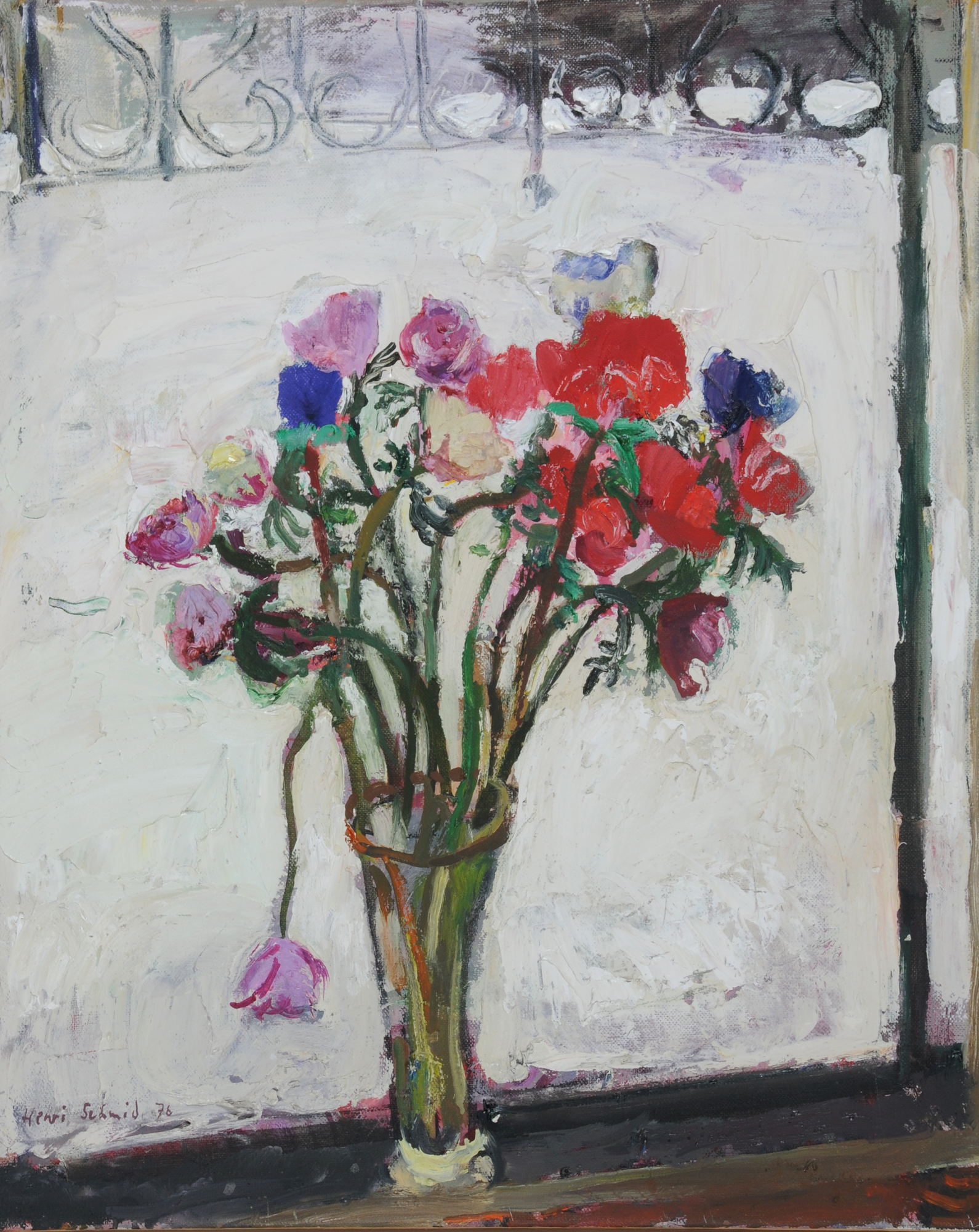 Henri Schmid, Anemonen vor Winterfenster