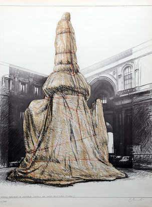 Wrapped Monument to Leonardo, Project for Piazza della Scala, Milan