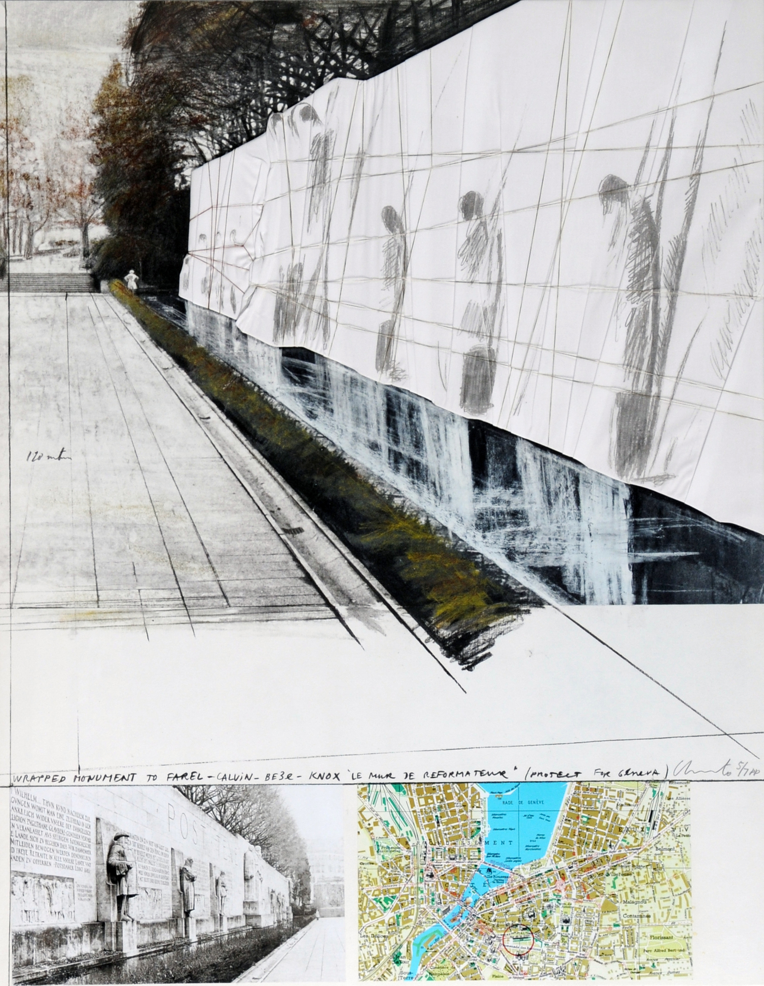 Christo, Wrapped Mur des Reformateurs, Project for Geneva