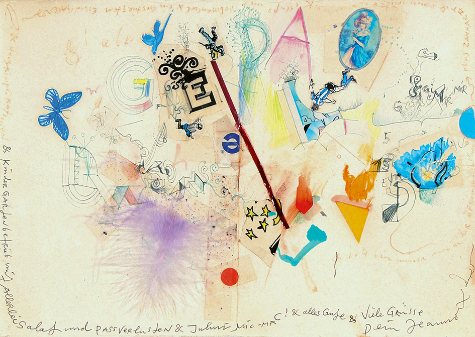 Jean Tinguely, Recto: Letter; Verso: Sketch