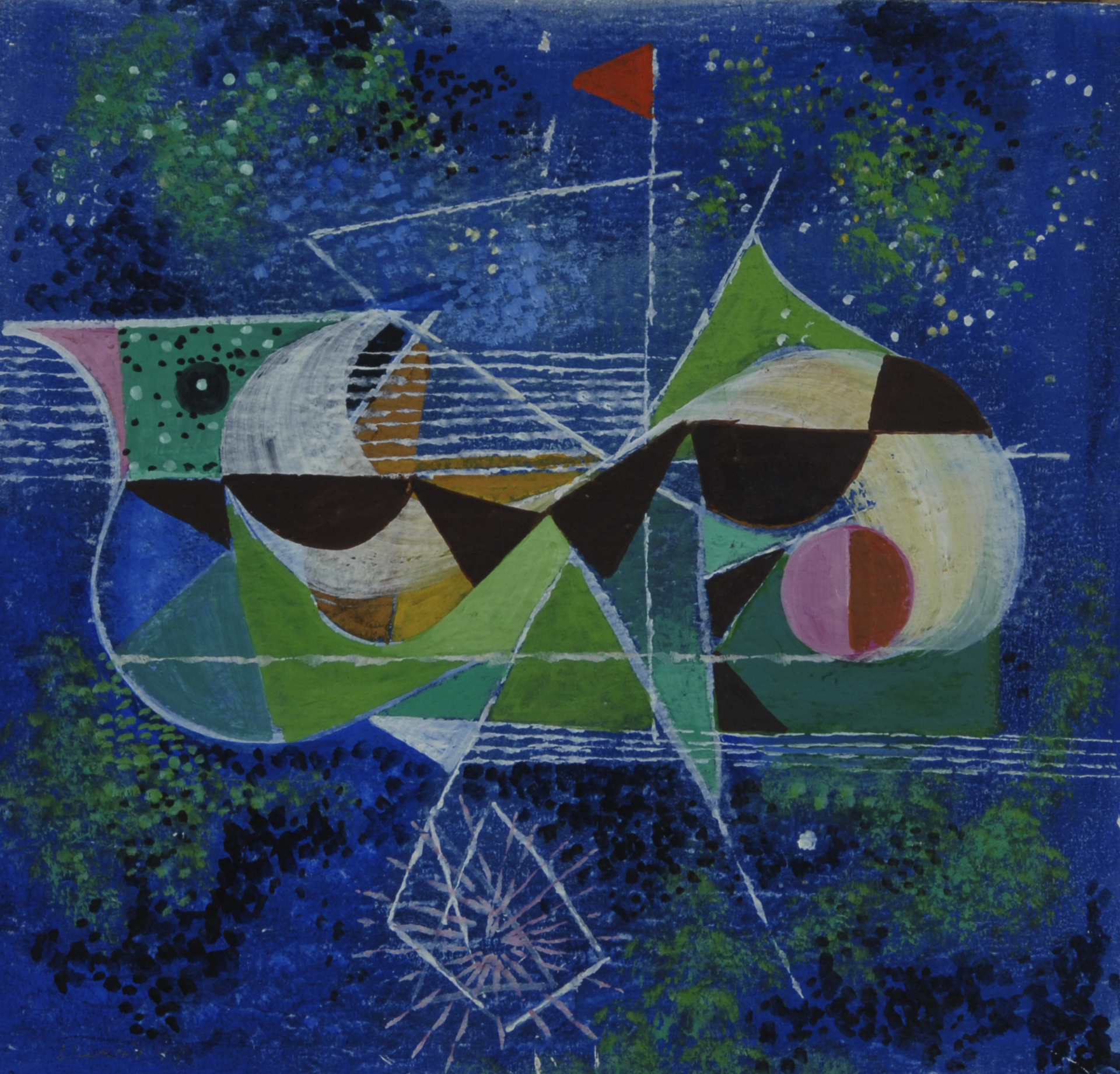 Oskar Dalvit, 3 paintings: Fahrzeug, 1948; Untitled, 1948; Untitled, 1949