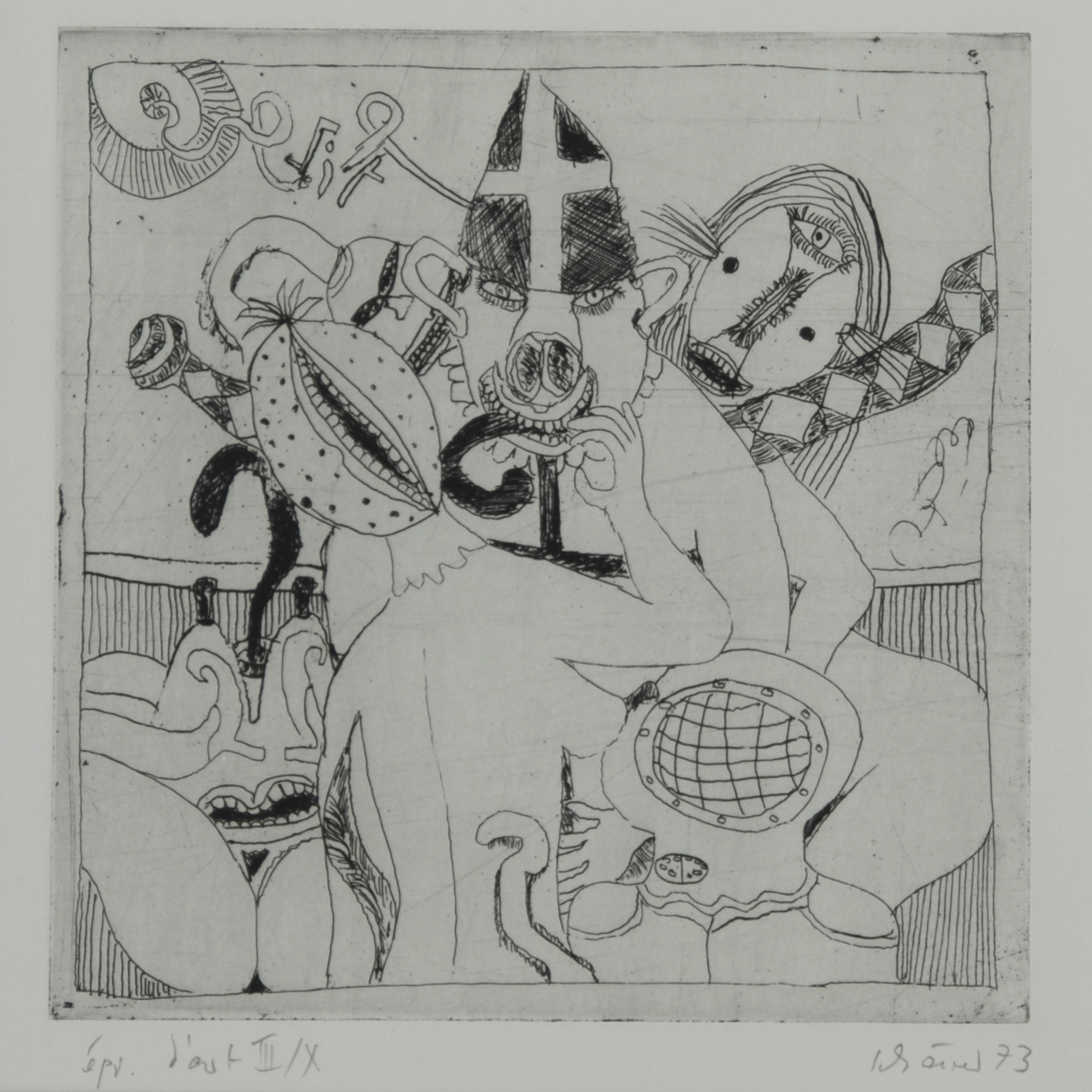 Hans Schärer, 3 sheets: Untitled, 1973; Untitled, 1979; Untitled, 1997