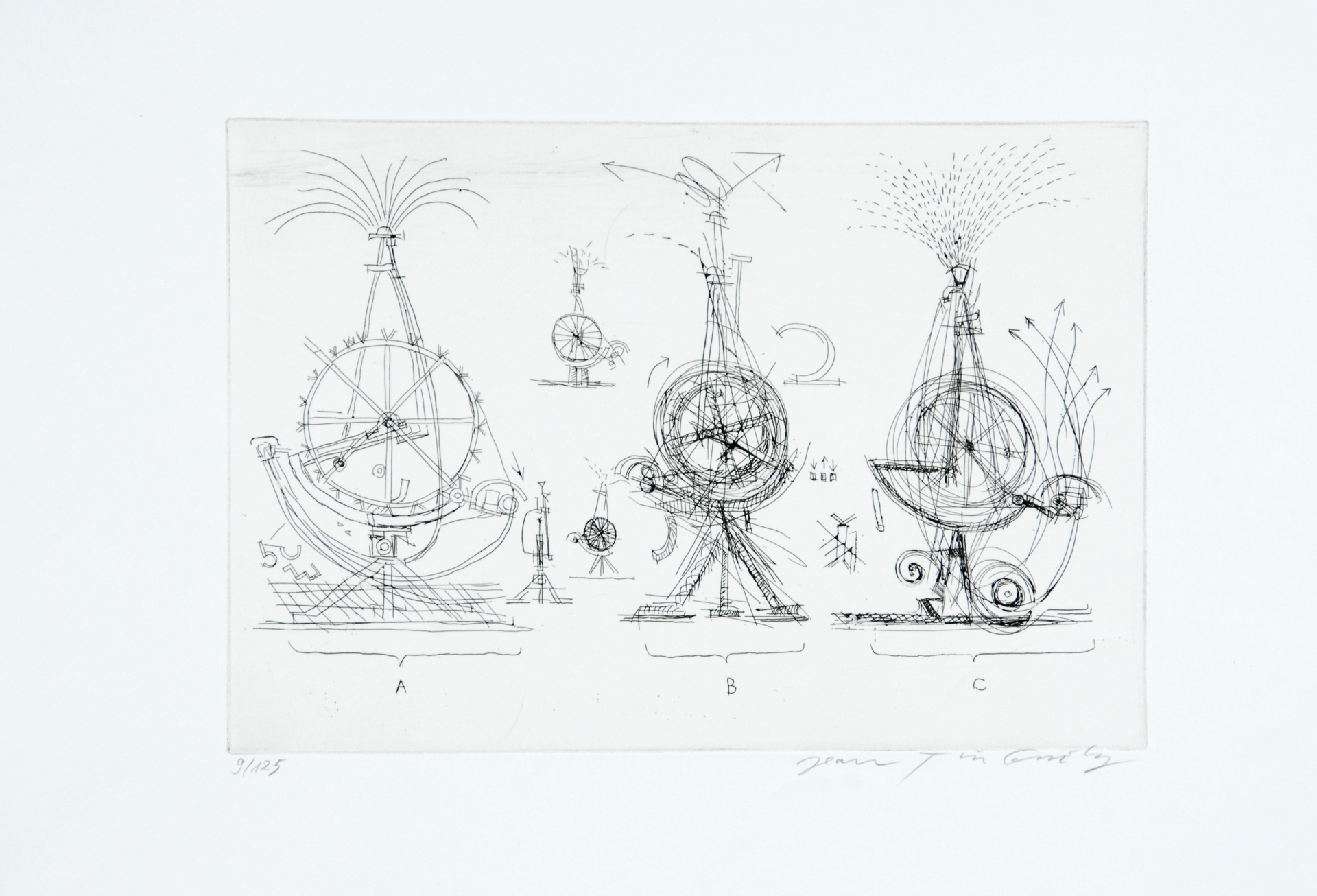 Jean Tinguely, Skizzen zur Brunnenskulptur in Basel