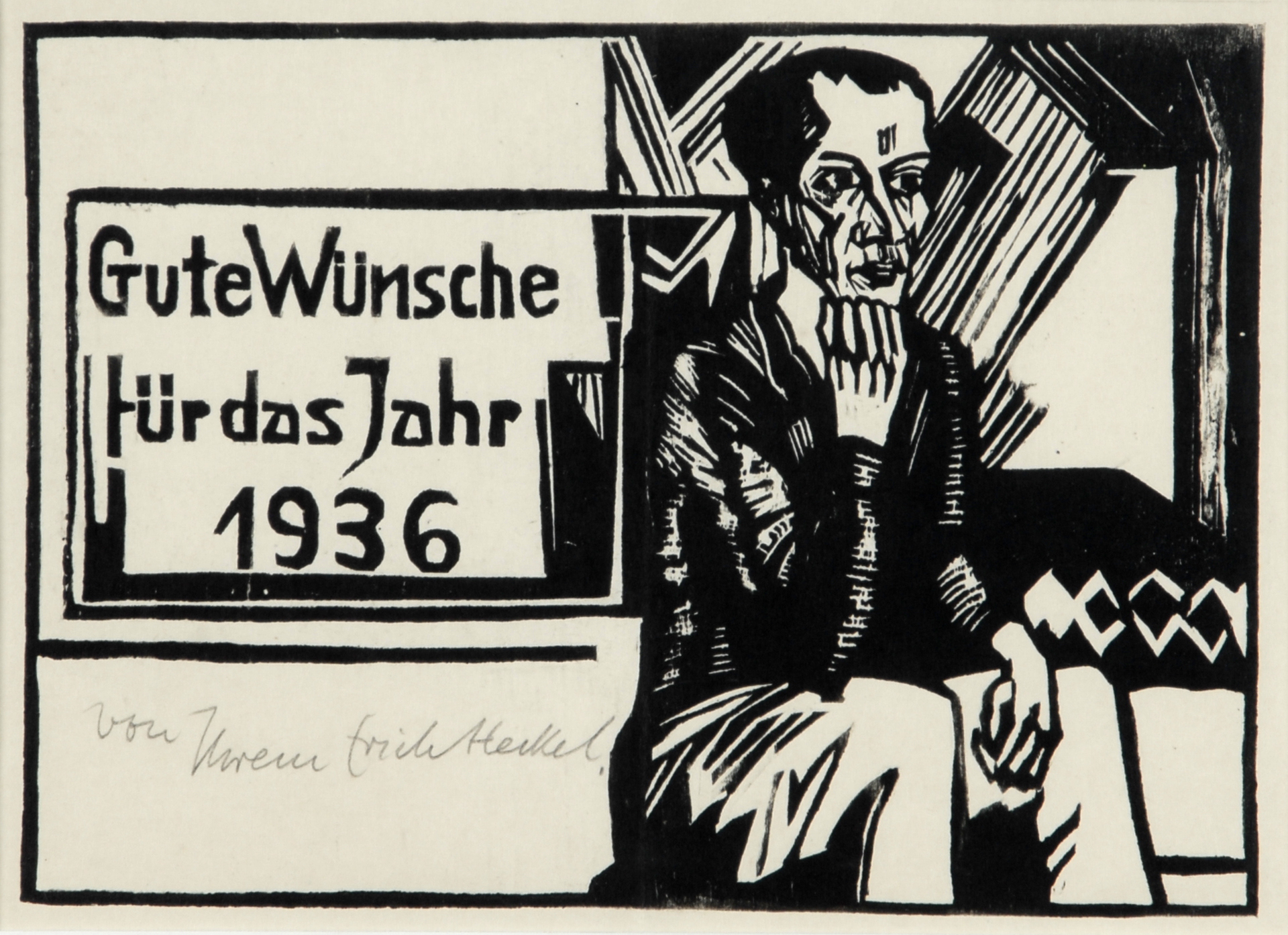 Erich Heckel, Neujahrskarte für das Jahr 1936