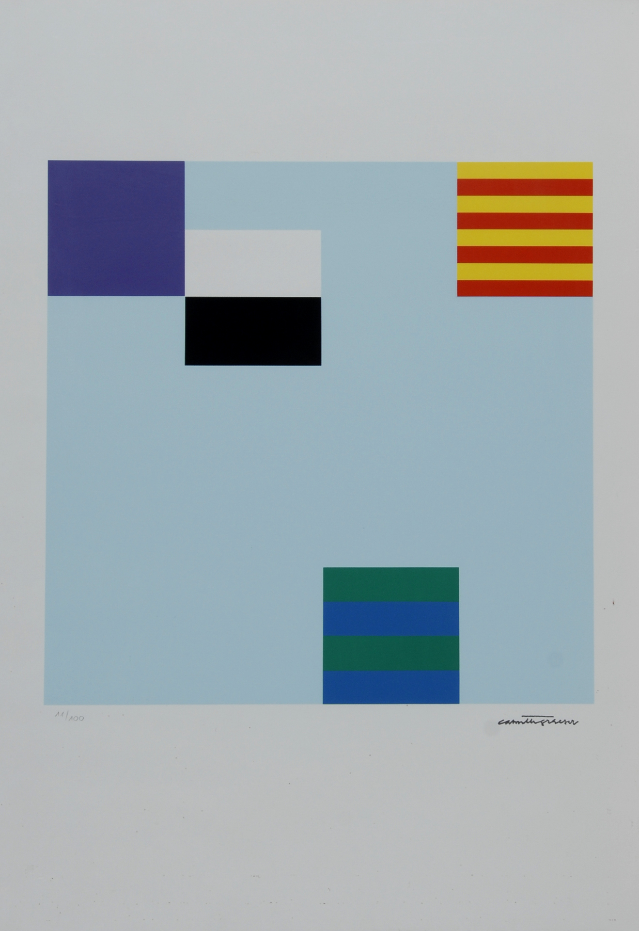Camille Graeser, 2 sheets: Permutation, 1971; Strukturierte Elemente