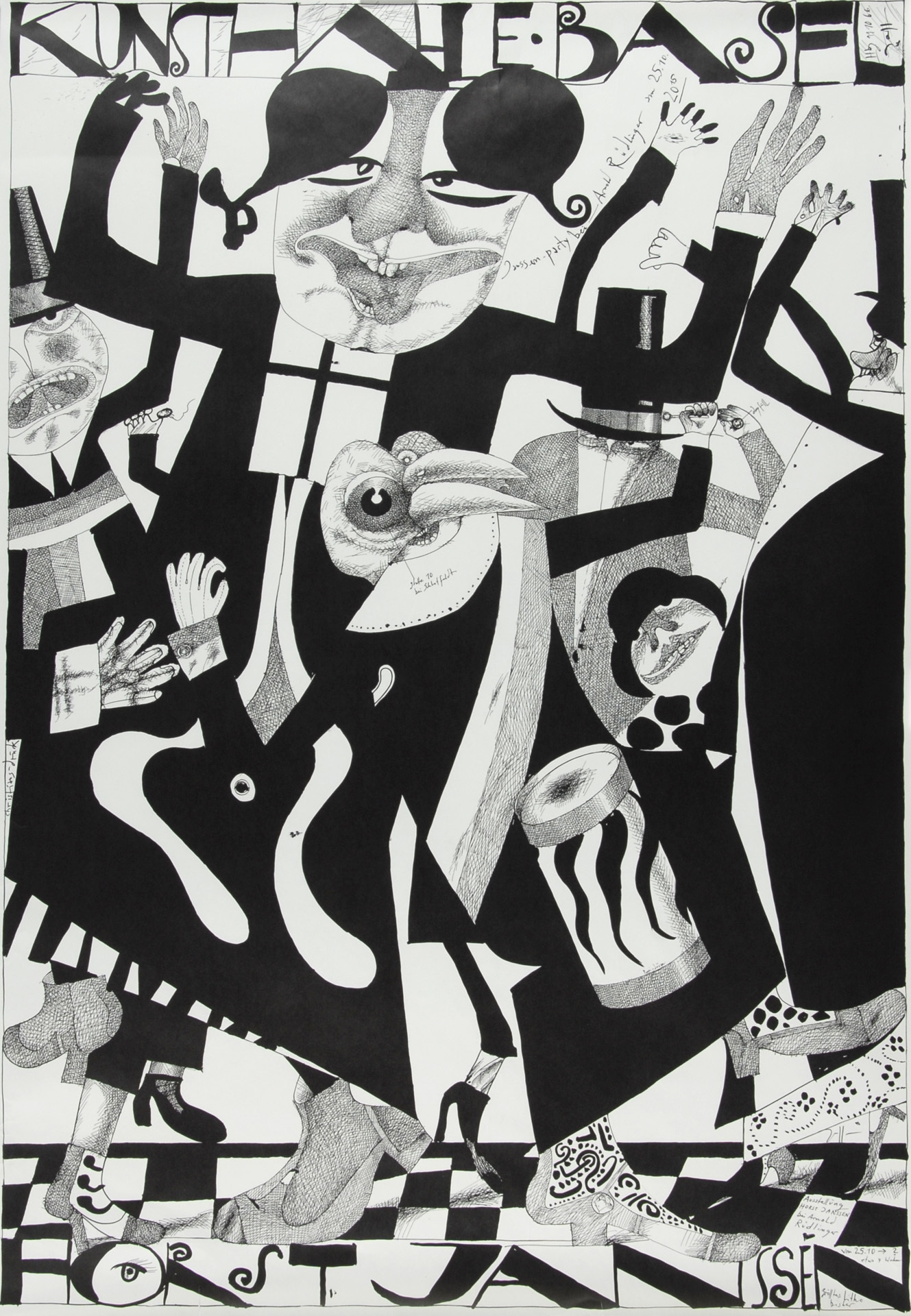 Horst Janssen, 16 posters: Kunsthaus Basel (14), 1966; Künstlerhaus-Galerie Vienna, 1968; Postkarten von gestern, heute und vorgestern, 1969