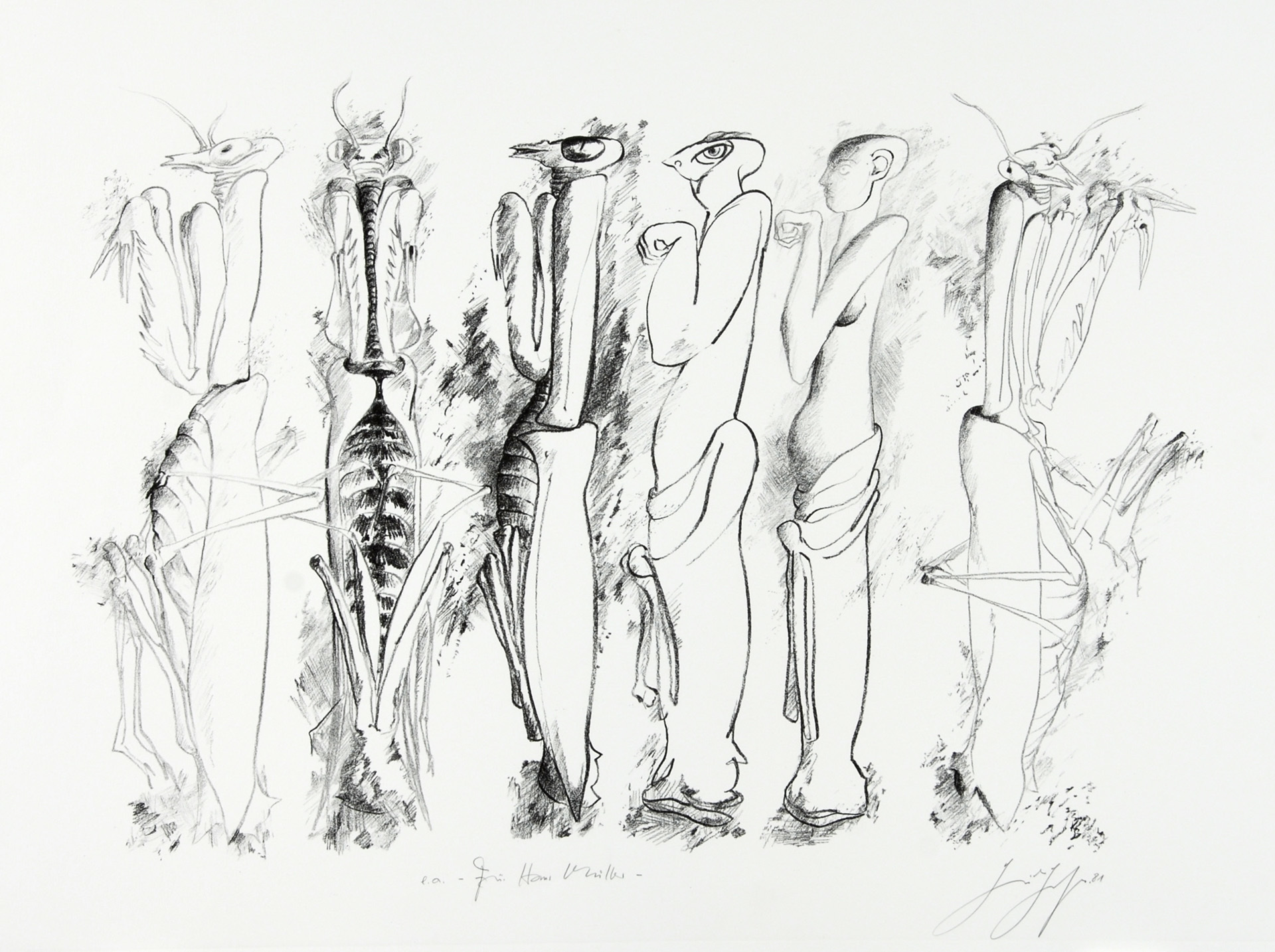 Günter Grass, 2 sheets: Untitled; Untitled