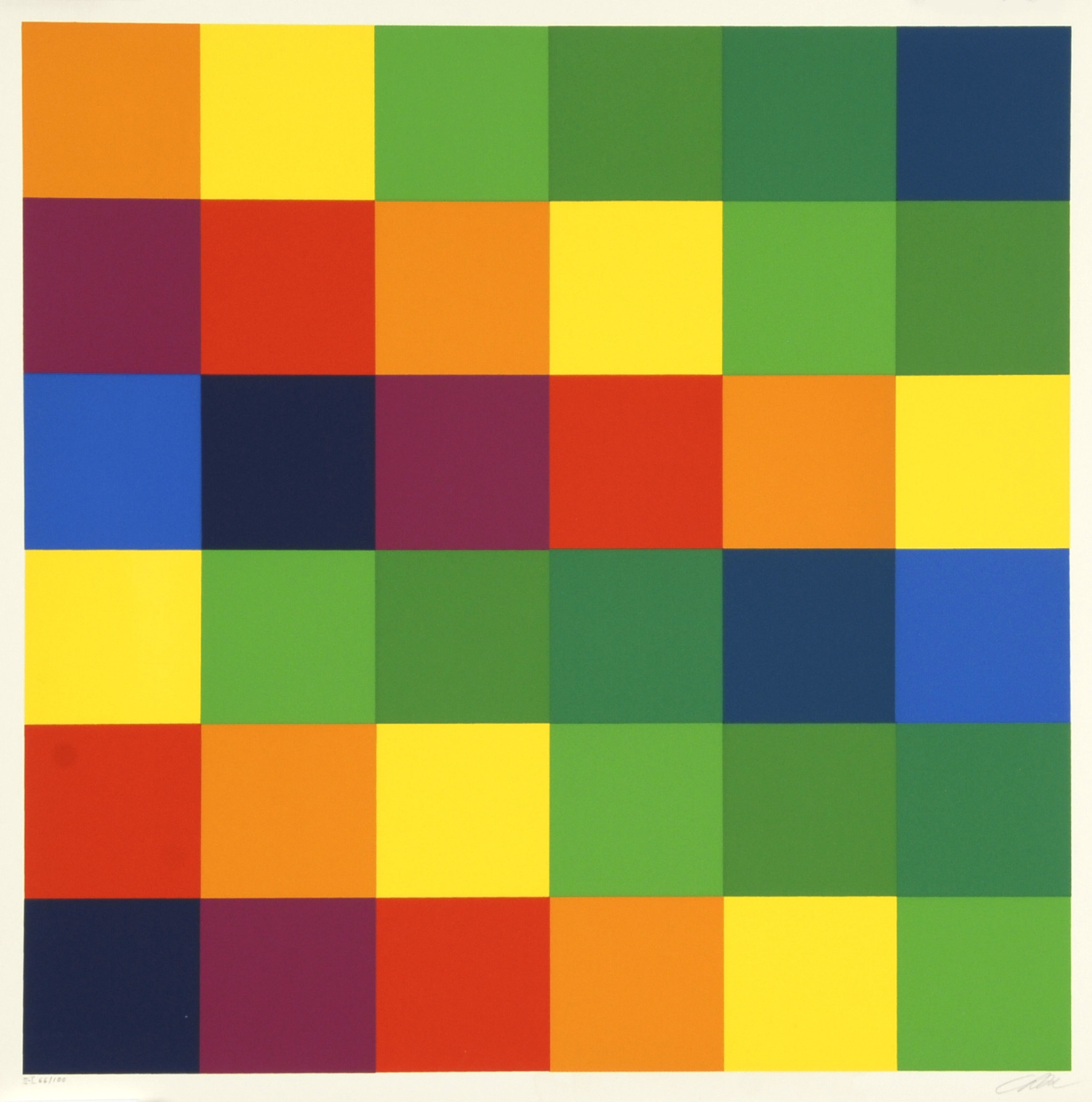 Richard Paul Lohse, Sechs systematische Farbreihen mit blaugrünen und violetten Akzenten, aus "Richard Paul Lohse - Sechs Serigrafien"