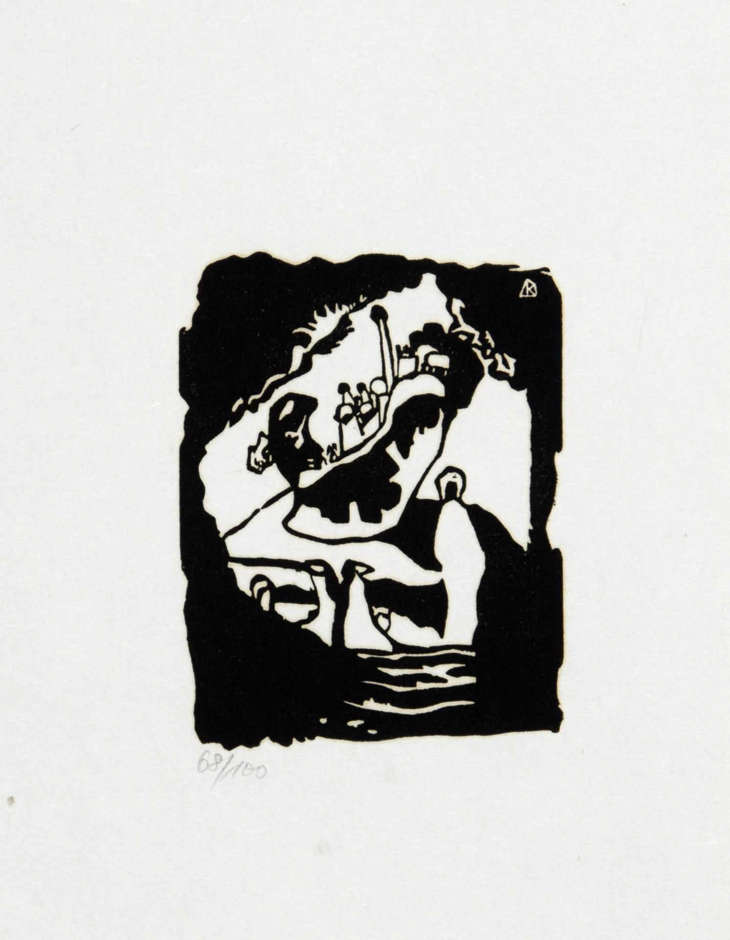 Wassily Kandinsky, (nach) Landschaft mit aufrechter weisser Figur, aus "Klänge"