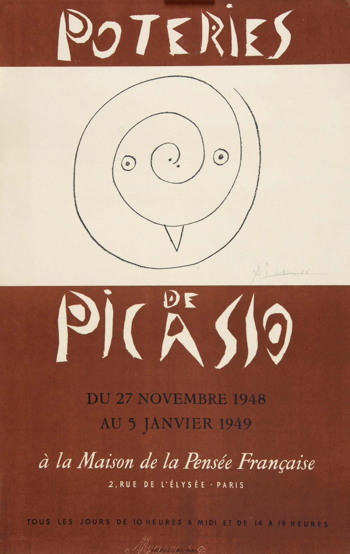 Pablo Picasso, Plakat. Poteries de Picasso à la Maison de la Pensée Française