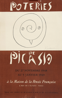 Plakat. Poteries de Picasso à la Maison de la Pensée Française