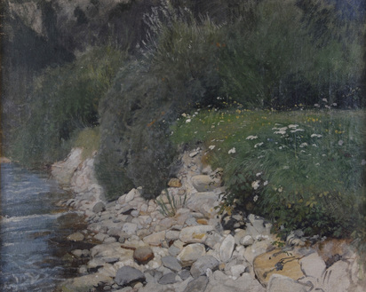 Uferböschung mit Blumenwiese
