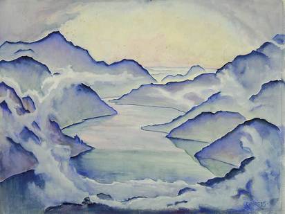 Morgennebel, Blick von Cademario auf den Luganersee