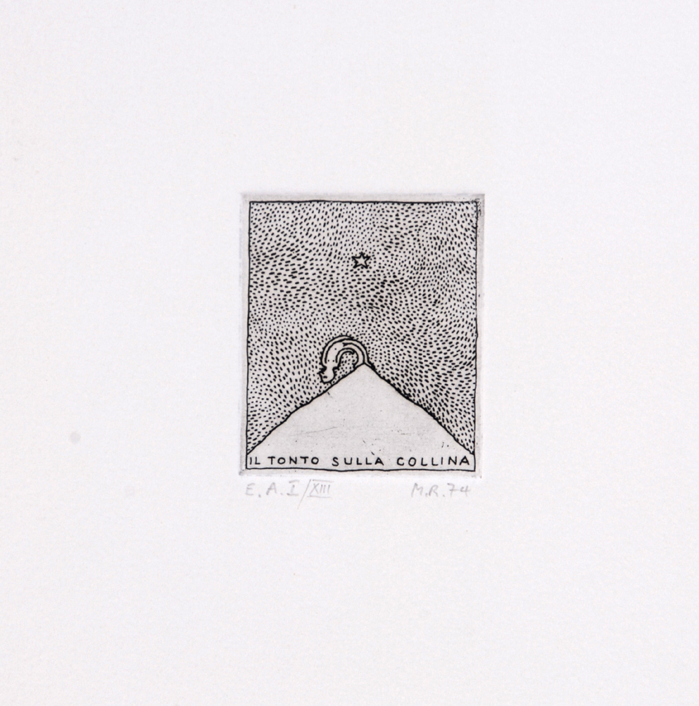 Markus Raetz, Il tonto sulla collina, 1974, from "Die Bücher"