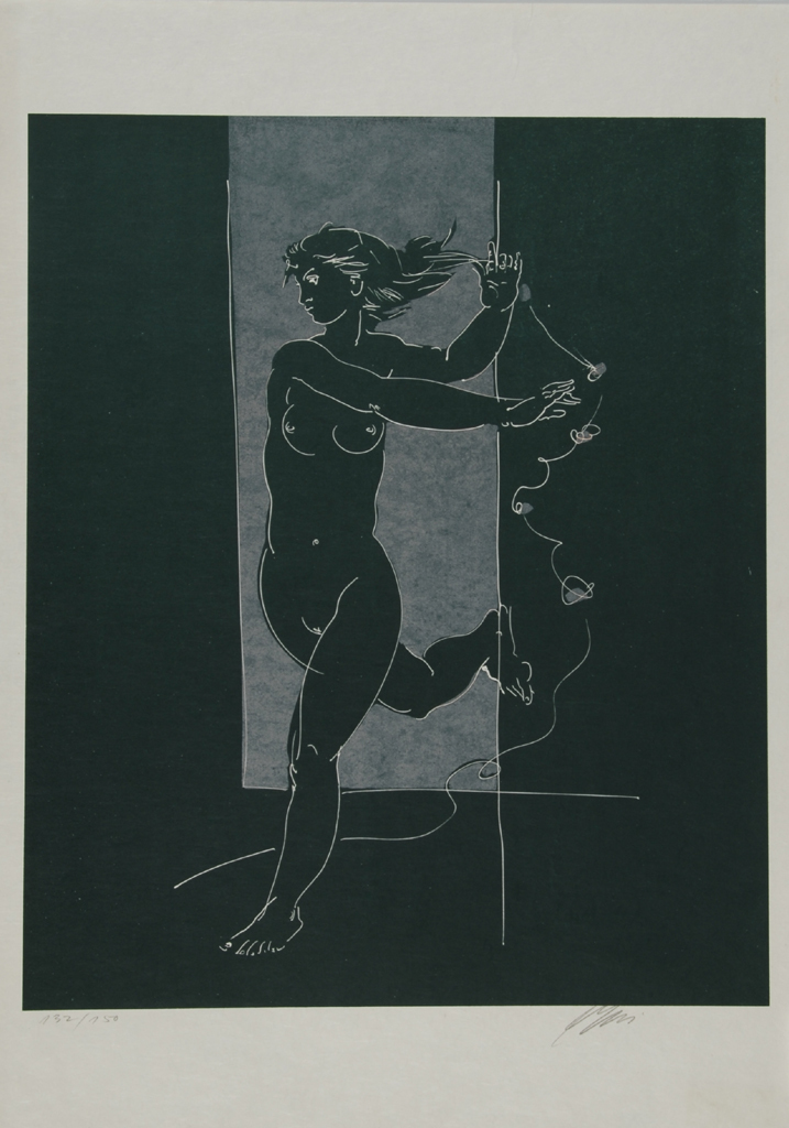 Hans Erni, 2 sheets: Mädchen mit Girlande, 1970; Schreitendes Mädchen, 1970