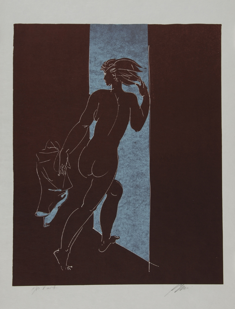 Hans Erni, 2 sheets: Mädchen, Türe durchschreitend, 1970; Schreitendes Mädchen, 1970