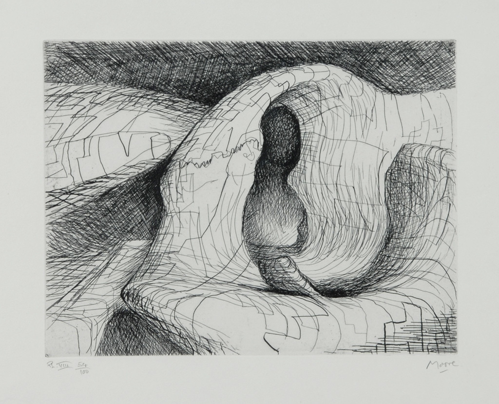 Henry Moore, Blatt VIII, 1969, from "Elphant Skull"