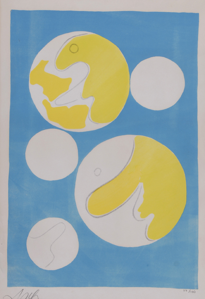Hans Arp, Cinque lunes sur fond bleu