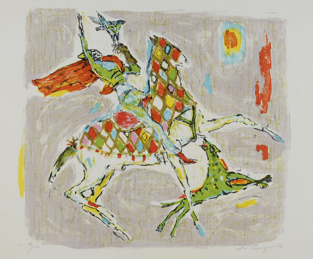 Alois Carigiet, Reiter mit Falke und Hund