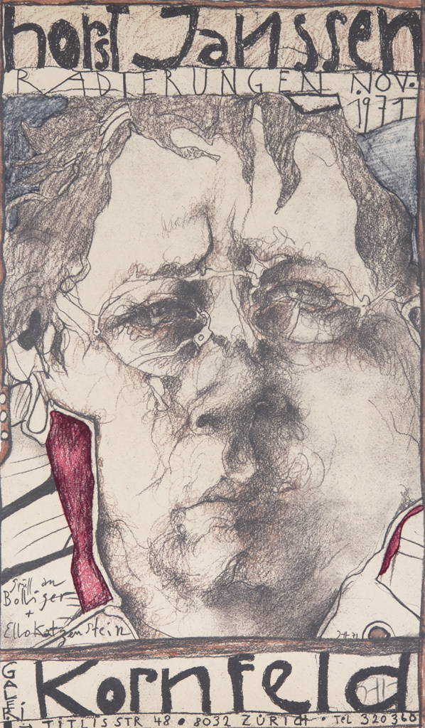Horst Janssen, 4 posters: Kunsthaus Basel, 1966; Laatzen Bilderbögen über die Trauer und die Hoffnung, 1969 (2); Galerie Kornfeld, 1971