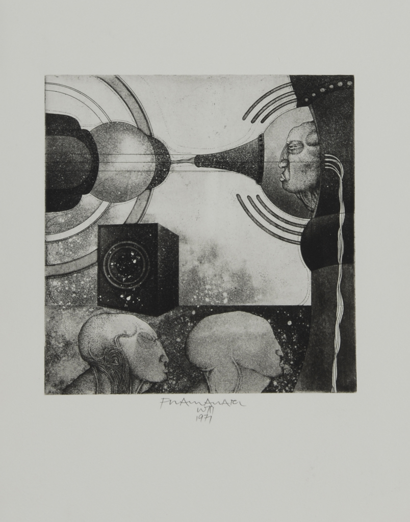 Franz Anatol Wyss, 4 Blätter: Kyborg PX, 1971; Finsternis, 1977; Ohne Titel, 1980 (2)