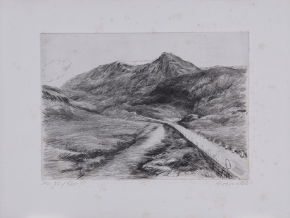 4 sheets: Hinterstock-Schlucht; Handegg; Am Hinterstock; Strassenbild, from "Schönheiten der Alpenstrassen, 2. Folge"