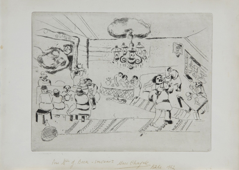 Marc Chagall, Le Traktir, Table 2 from "Les ames mortes"