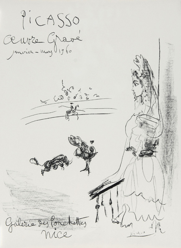 Pablo Picasso, 2 posters: Galerie Louise Leiris, Picasso dessins 1959-1960; Galerie des Ponchettes Nice, Oeuvre Gravé, 1960