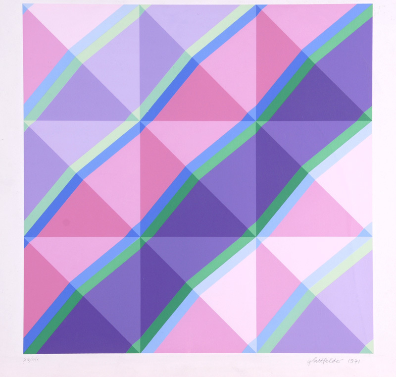 Hans Jörg Glattfelder, Serigrafie Rosa-Hellblau-Violett