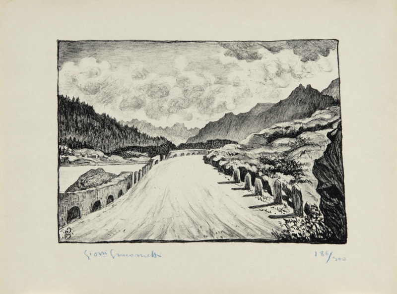 Giovanni Giacometti, Strassenbild, aus "Schönheiten der Alpenstrassen, 3. Folge"