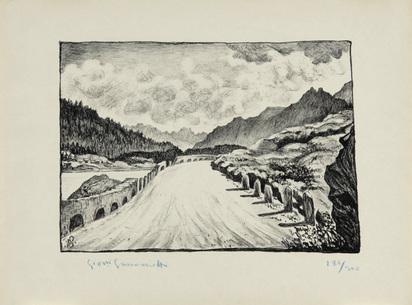 Strassenbild, aus "Schönheiten der Alpenstrassen, 3. Folge"