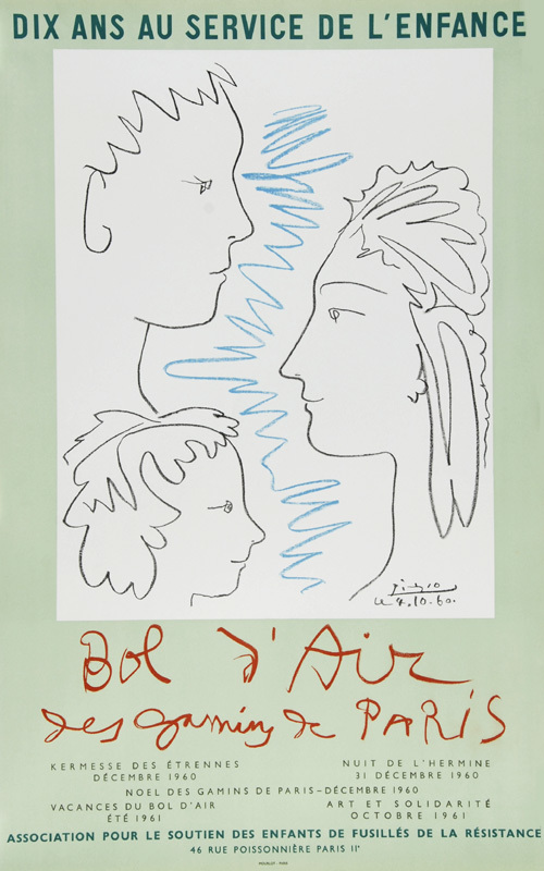Pablo Picasso, 2 posters: Bol d'air des gamins de Paris, 1960; Musee des Augustins, Picasso et le Théâtre, 1965