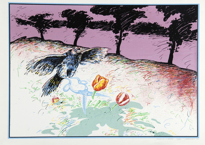 3 sheets: Freundin Honolully, 1973; Tulpenelster, Blumendiebin, 1973; Kreuzobst, 1987