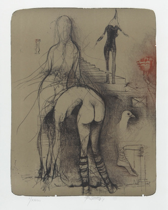 4 sheets: Untitled, 1981;  Melancholie, 1984 (2); Ohne Title