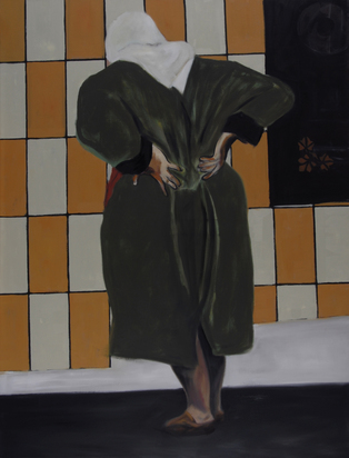 2 paintings: Totò Riina, 1998; Totò's Wife