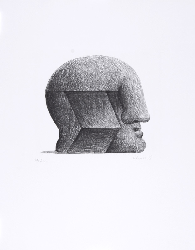 Grafik, 2 Blätter: H. Antes, Kopf, 1970; P. Wunderlich, Ein böses Tier, 1971, beide aus "Grafikmappe des Schweizerischen Kunstvereins, 1975"