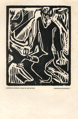 5 Blätter: A. Macke, Drei Frauen; C. Rohlfs, Elias in der Wüste; L. Feininger, Dorf; E. Heckel, Drei Männer; E. Nolde, Fabelwesen (Schiefler/Mosel/Urban 77)
