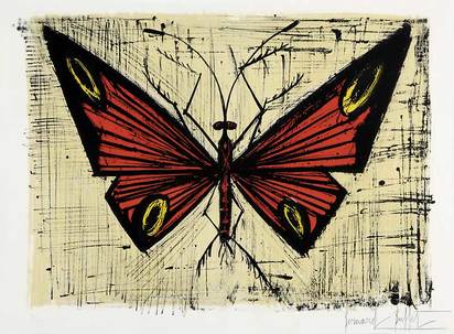 Le papillon rouge et jaune
