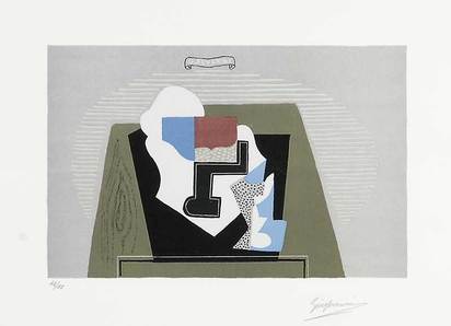 Natura morta con fruttiera e bicchiere, 1964-65, aus "6 litografie di Severini"
