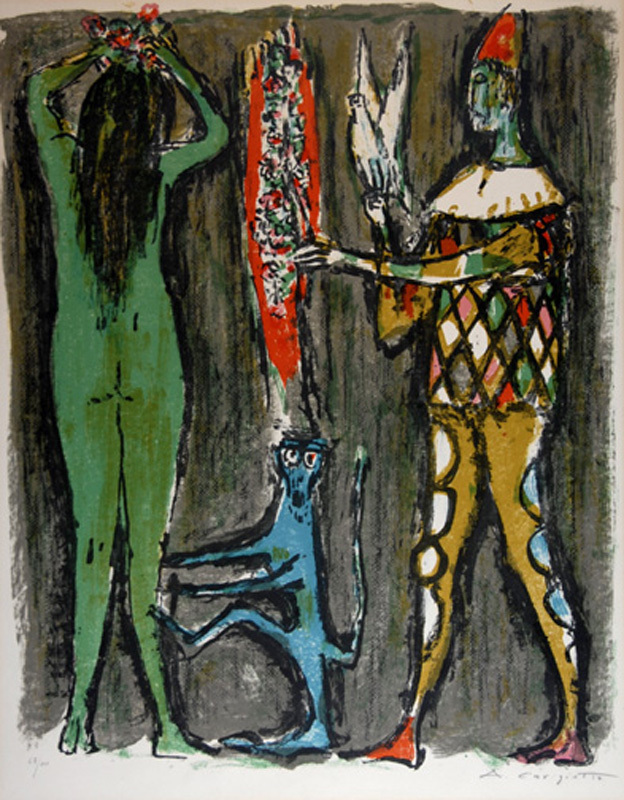 Alois Carigiet, Woman with Harlequin and Ape