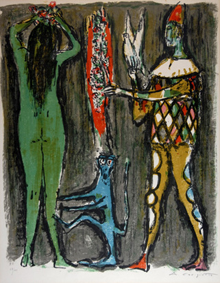 Woman with Harlequin and Ape