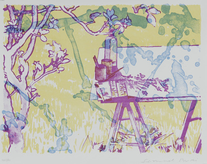 4 Blätter: Die Geburt des Rots, 1974/75; Stillleben; Ohne Titel; Blick aus dem Fenster
