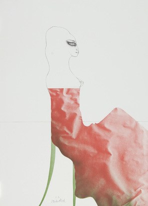 2 Blätter: Im Faltenkleid, 1975; Flowerlady, 1979