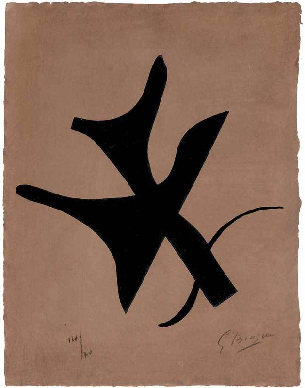 Georges Braque, Oiseau vert sur fond brun, from "Si je mourais là-bas"