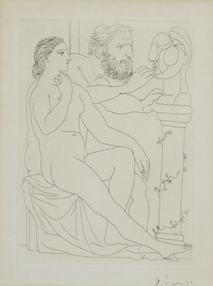 Vollard Suite pl.038, - Sculpteur, modèle et buste sculpté