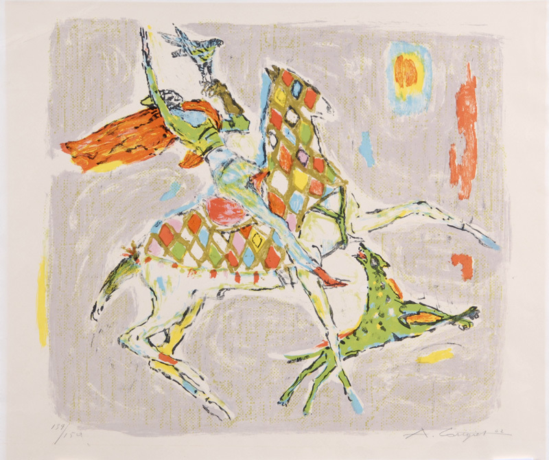 Alois Carigiet, Reiter mit Hund und Falke