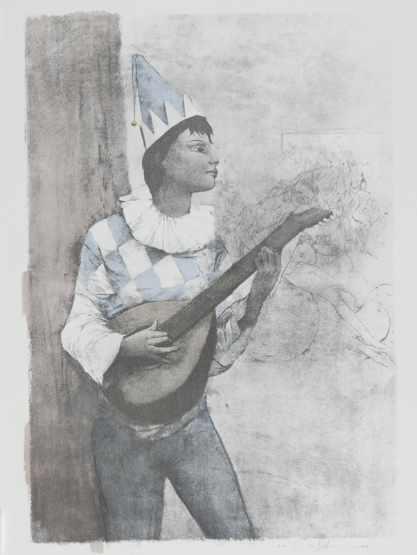 Otto Bachmann, 4 sheets: Circus, 1989 (2); Tänzerin, 1976; Mandolinenspieler, 1989