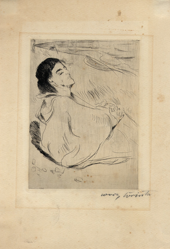 Grafik, 4 sheets: H. Campendonk, Seidenspinner; L. Corinth, Sitzende Frau im Profil nach rechts; E. Heckel, Mädchenkopf; A. Pellegrini, Frau mit Fabeltier