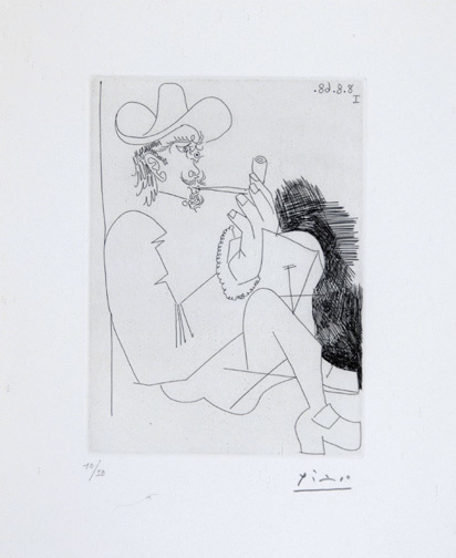 Pablo Picasso, Homme rembranesque à la pipe, 1968