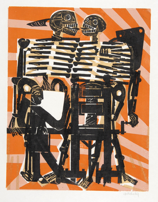 4 Blätter: Tod und Drucker, 1966; Werner von Trott zu Solz; Das Kind; Ohne Titel